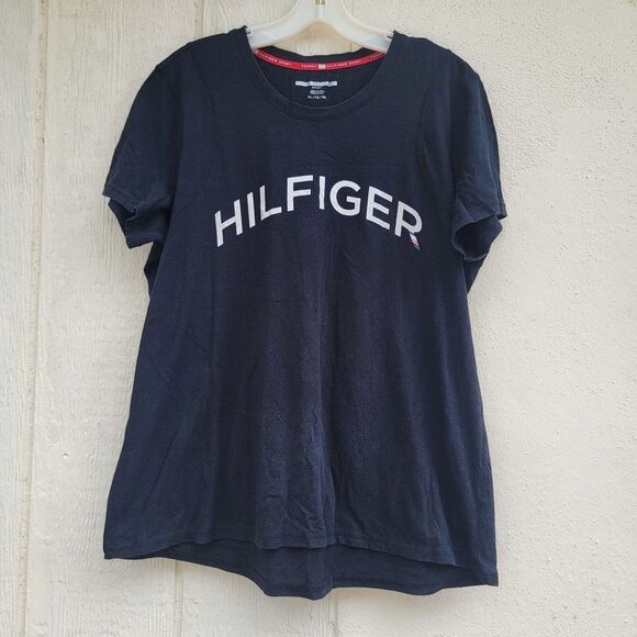 Tommy Hilfiger spell out black tshirt Women’s sz XL see discription - Picture 1 of 5